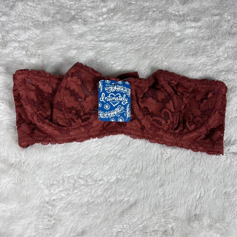 Free People Women's Love Letters Lace Bandeau‎ Bra Paprika Red 32B OB407880 NWT